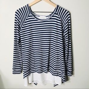 Olive&Oak  Blue Striped Open Back Sweater Size S